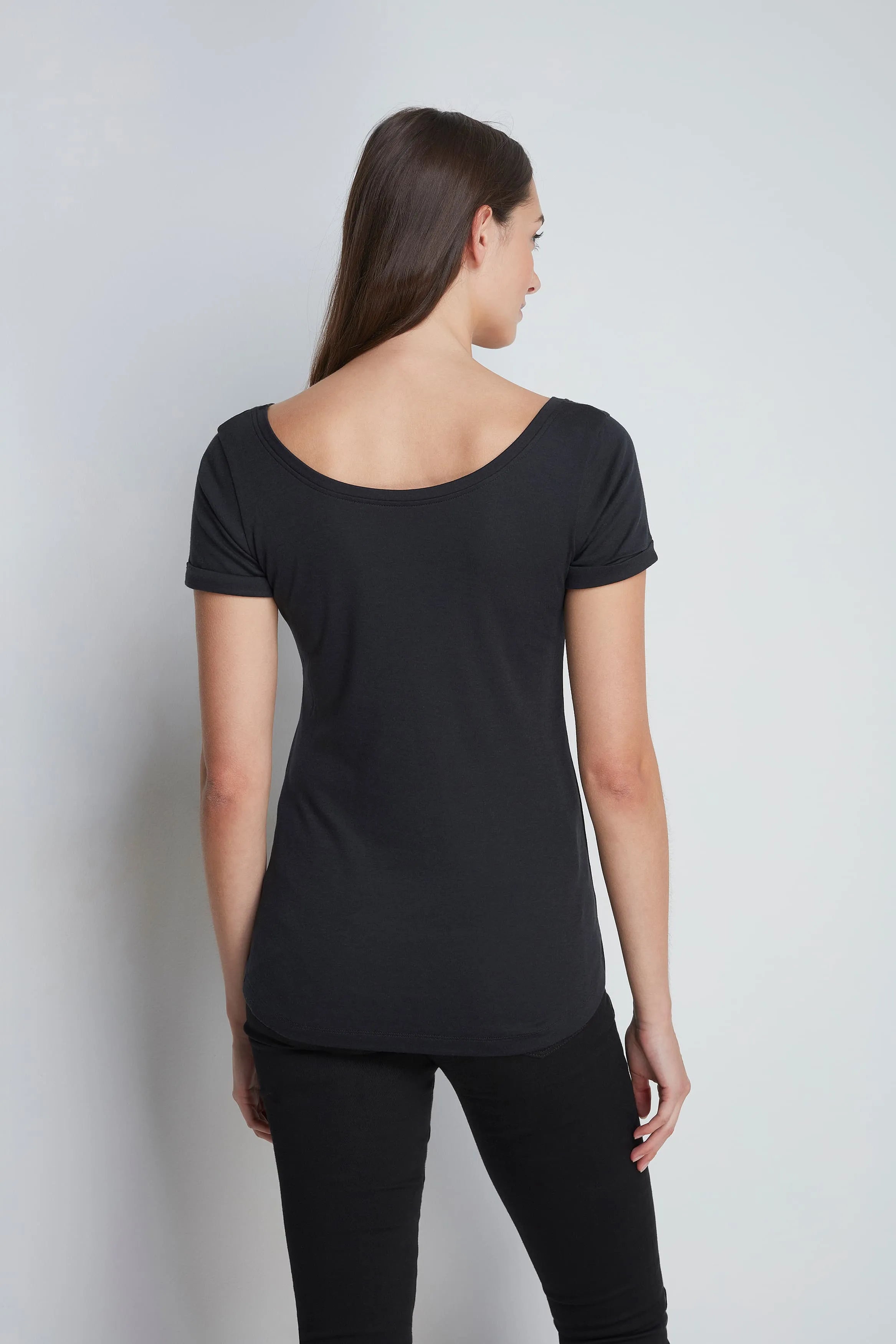 Lavender Hill women’s black scoop neck cotton modal T-shirt