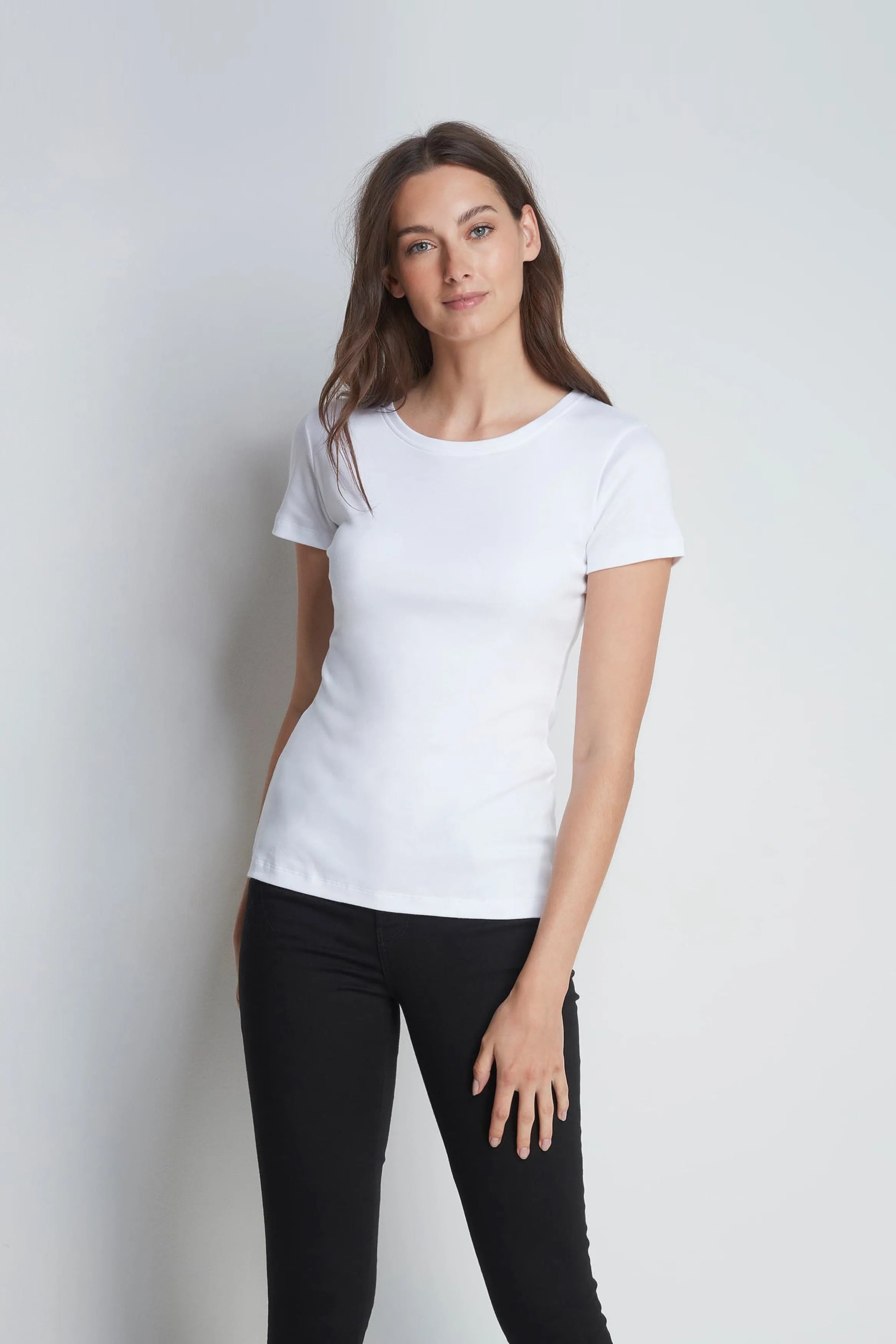 Women’s white cotton modal short sleeve crew neck T-shirt by Lavender Hill Clothing