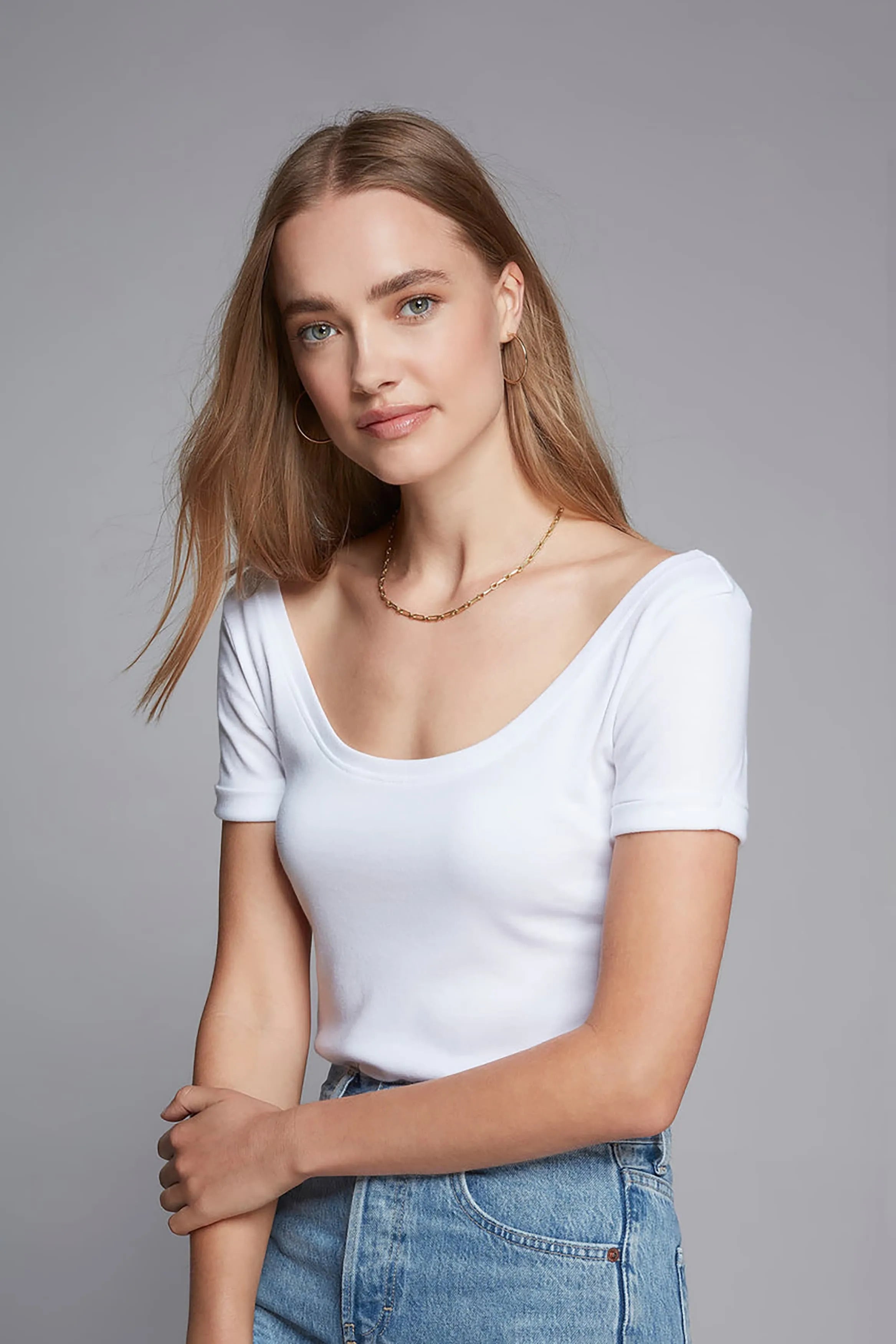 Lavender Hill Clothing women’s white cotton modal boat neck T-shirt