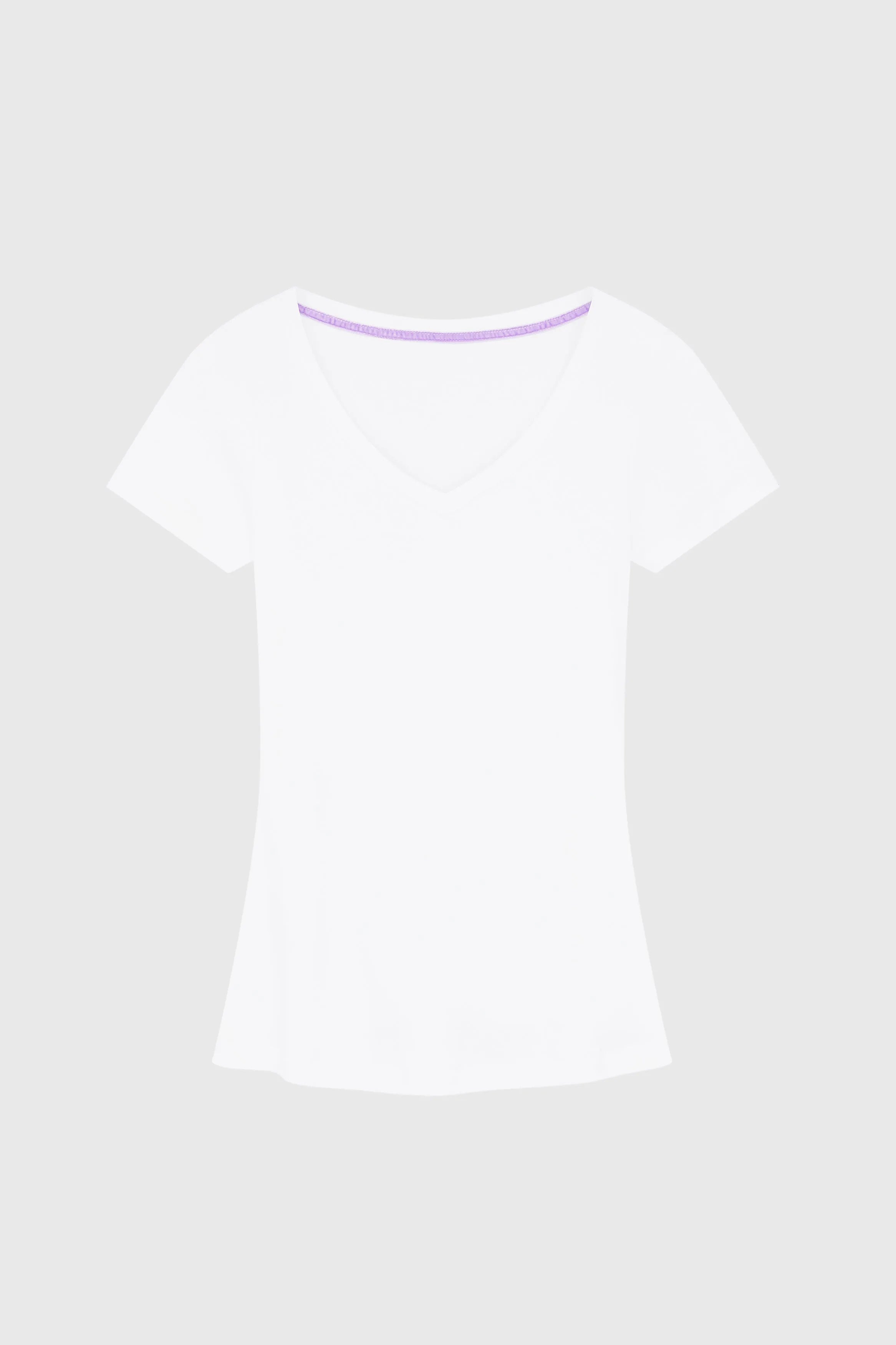 Women’s white cotton modal V-neck T-shirt by Lavender Hill Clothing