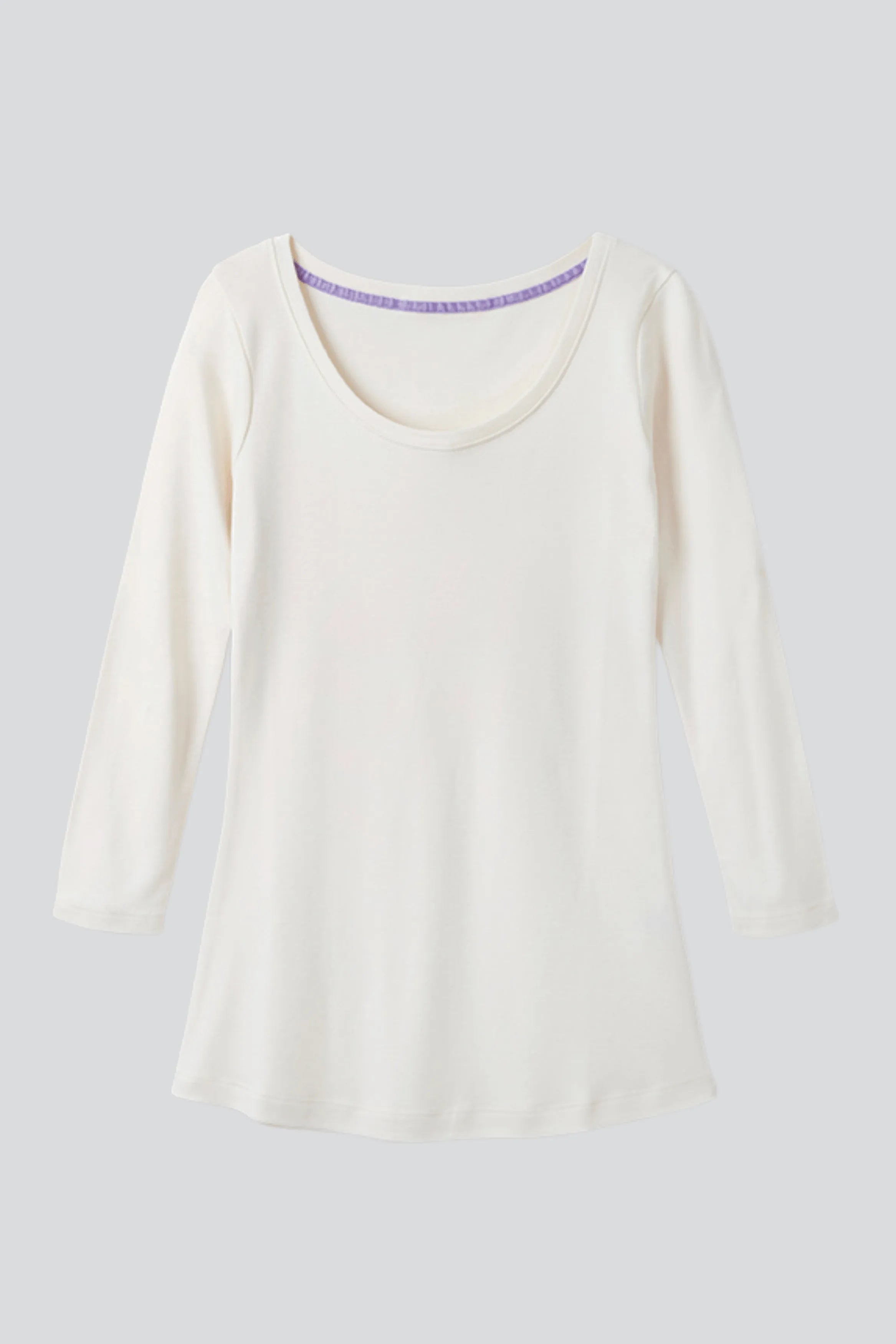 Women's Quality Cotton Jersey cream  3/4 Sleeve Scoop Neck T-Shirt in Cream by Lavender Hill Clothing 