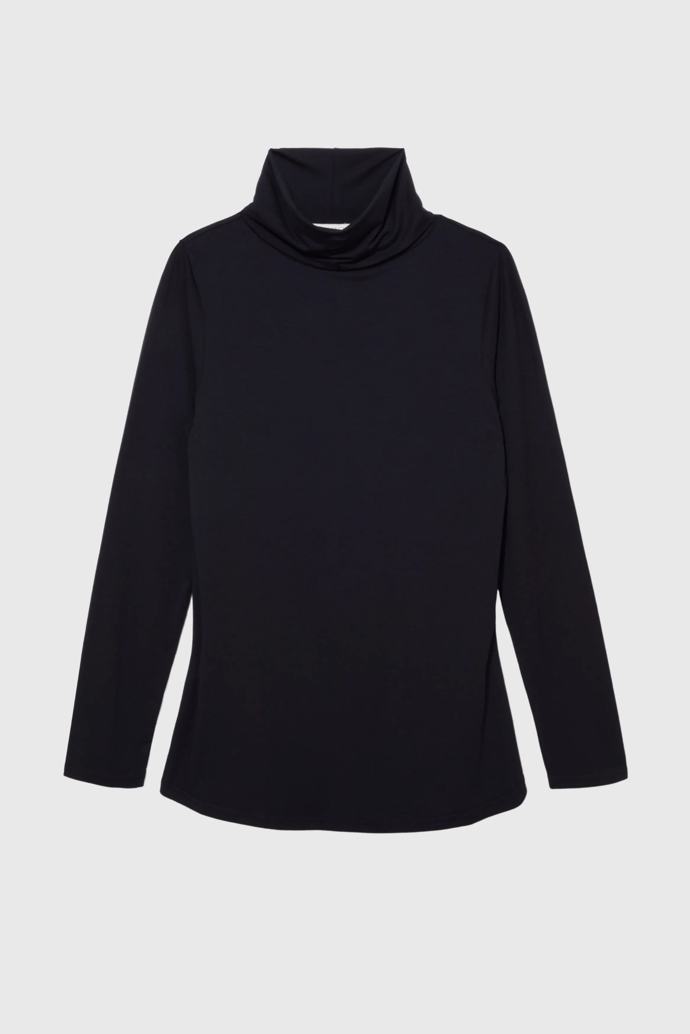 Women’s black micro modal roll neck top by Lavender Hill Clothing