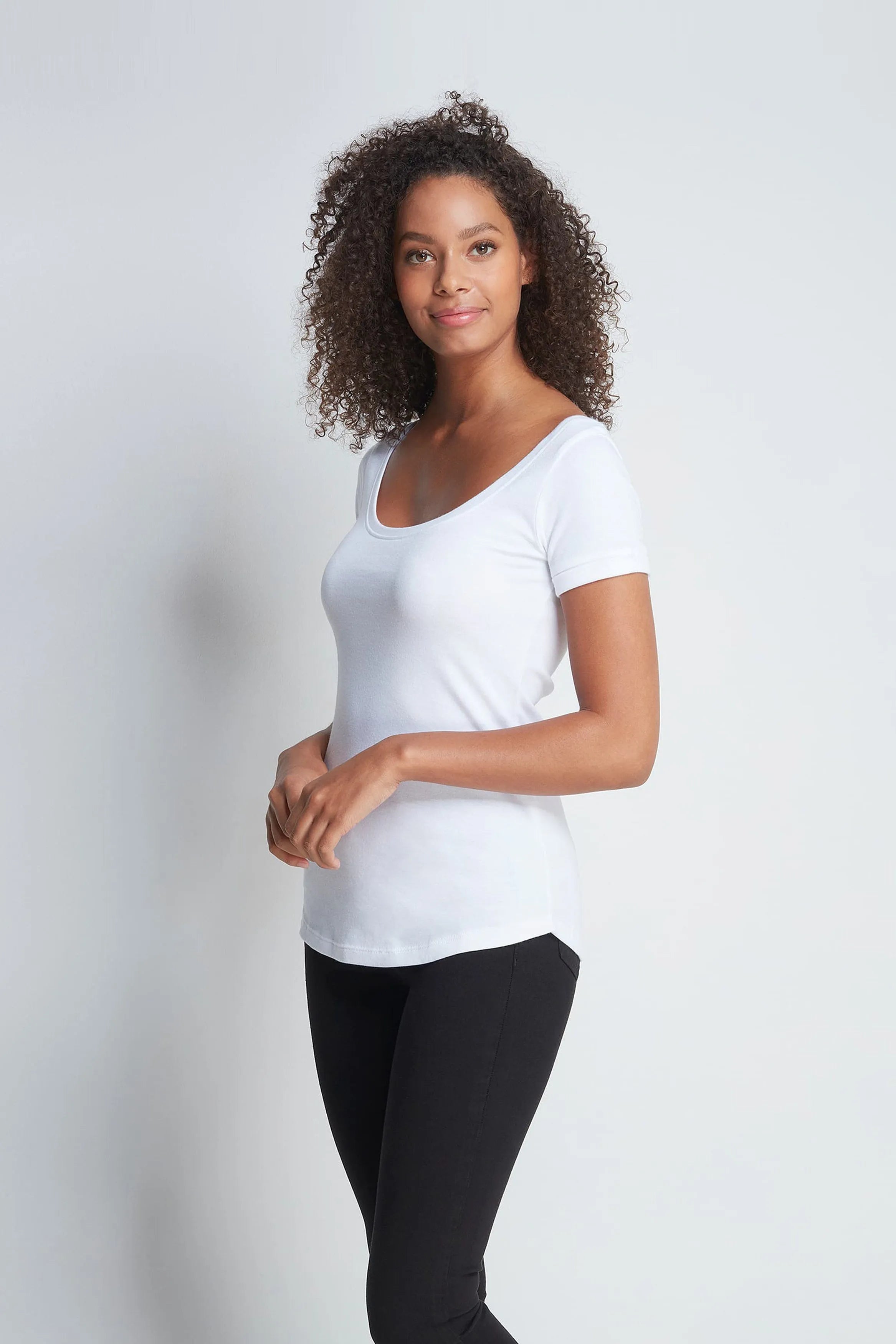 Lavender Hill women’s white cotton modal boat neck T-shirt