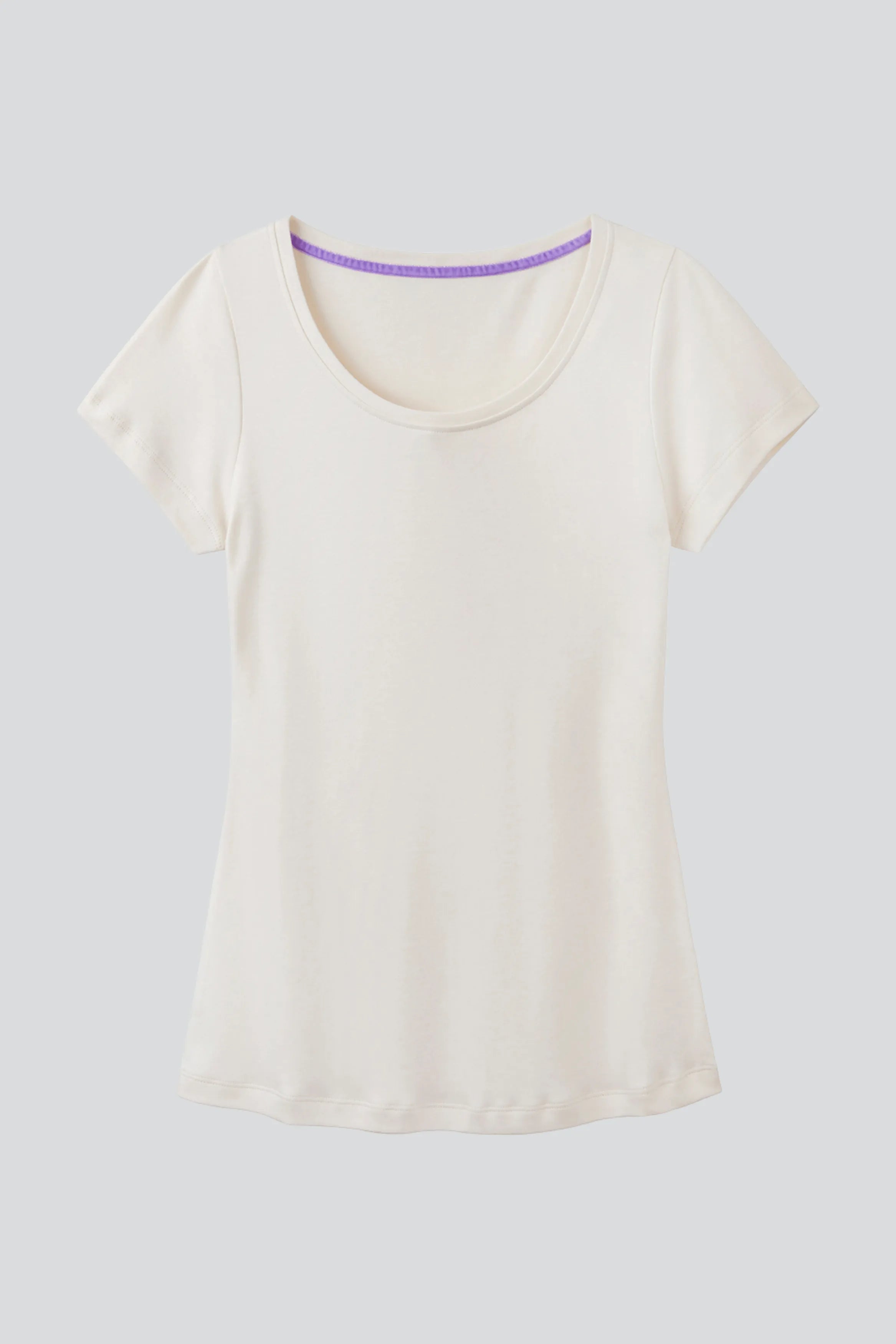 Women’s cream cotton modal scoop neck T-shirt by Lavender Hill Clothing