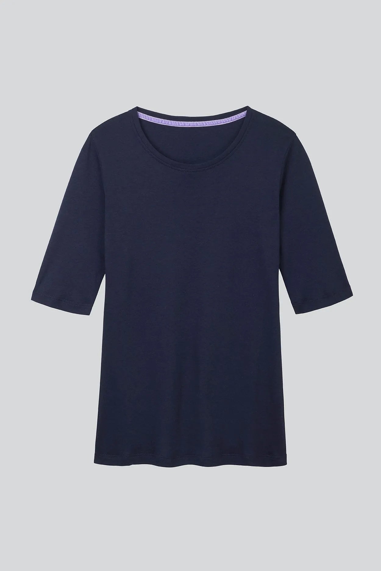 Women’s navy cotton modal half sleeve crew neck T-shirt by Lavender Hill Clothing