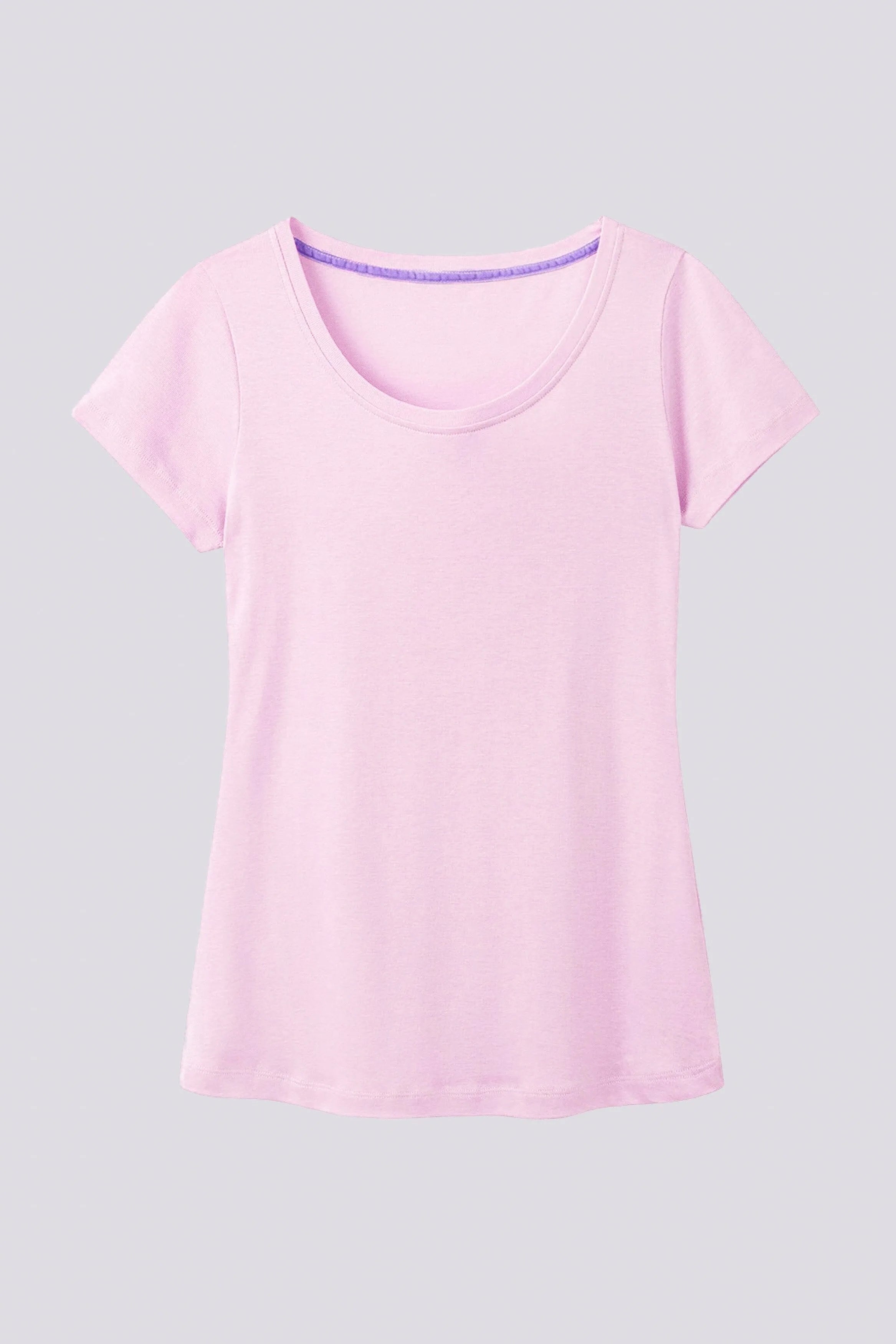 Women’s light pink cotton modal scoop neck T-shirt by Lavender Hill Clothing