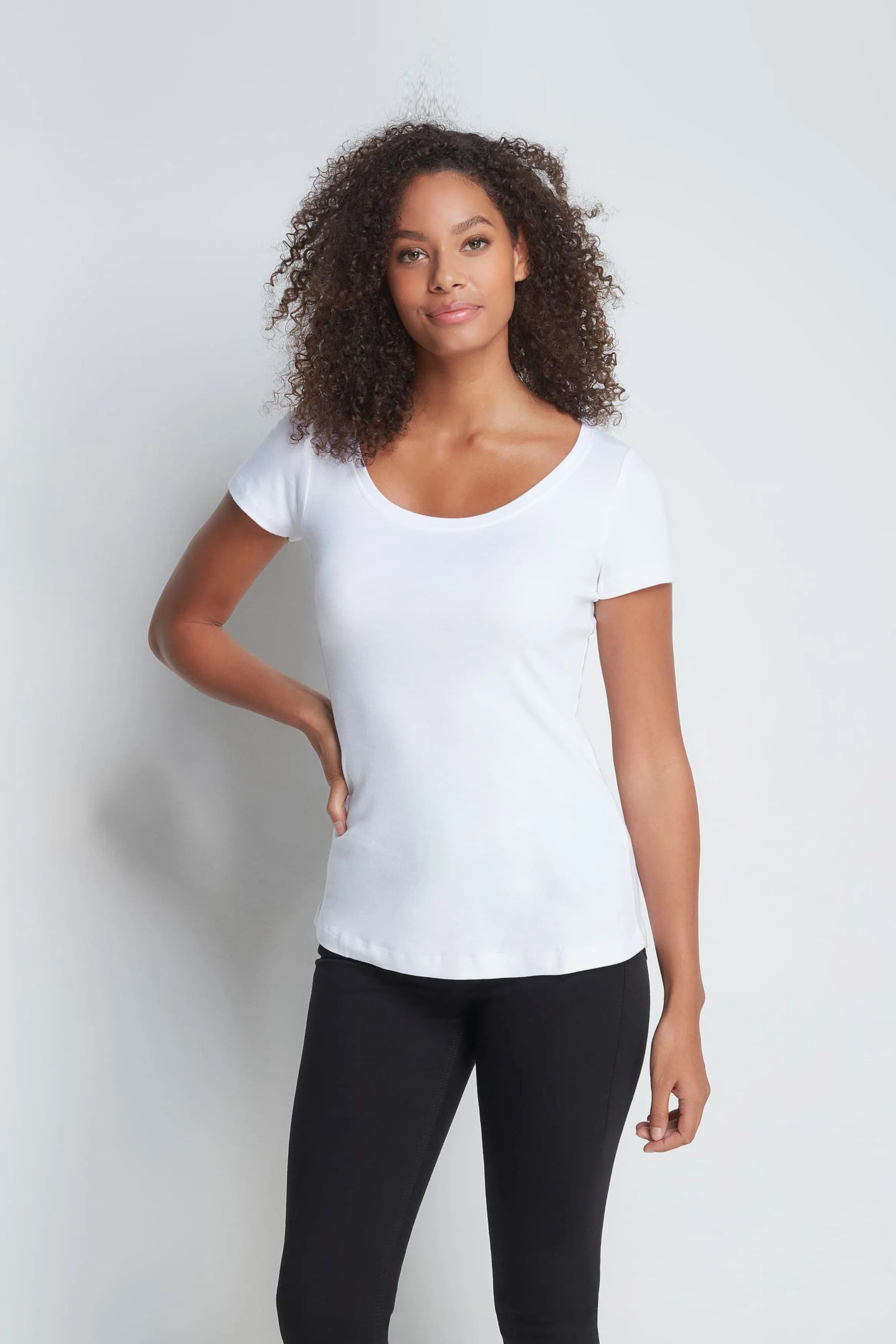 Women’s white cotton modal scoop neck T-shirt by Lavender Hill Clothing