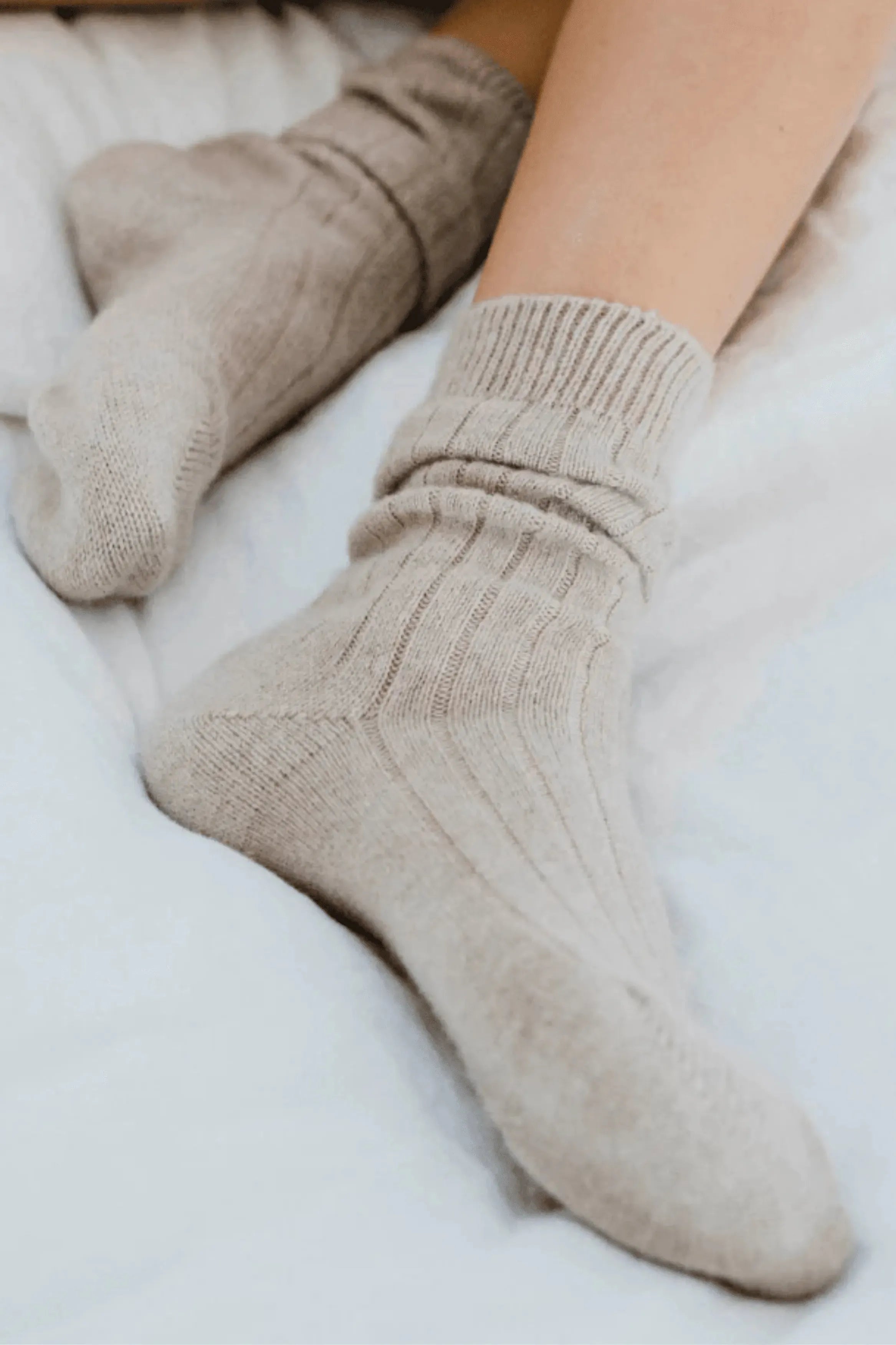 Women’s natural beige cashmere socks by Lavender Hill Clothing